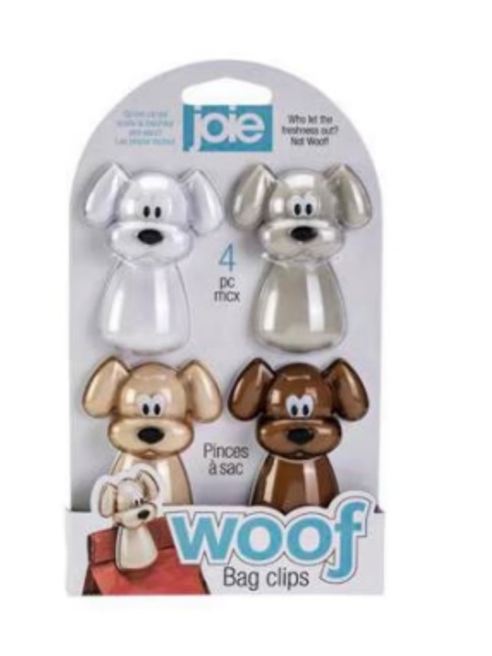 Joie Bag Clips Set of 4, Dog Woof